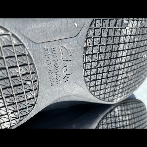 Clarks SLIP RESISTANT Leather Work Dress Shoes Waiter Serving Black Shoes - Picture 5 of 9